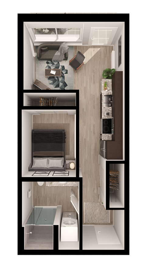 Anthem PDX Urban 1 Bedroom Floor Plan